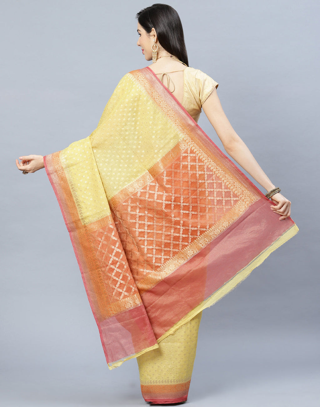 Zari Border Booti Cotton Woven Saree