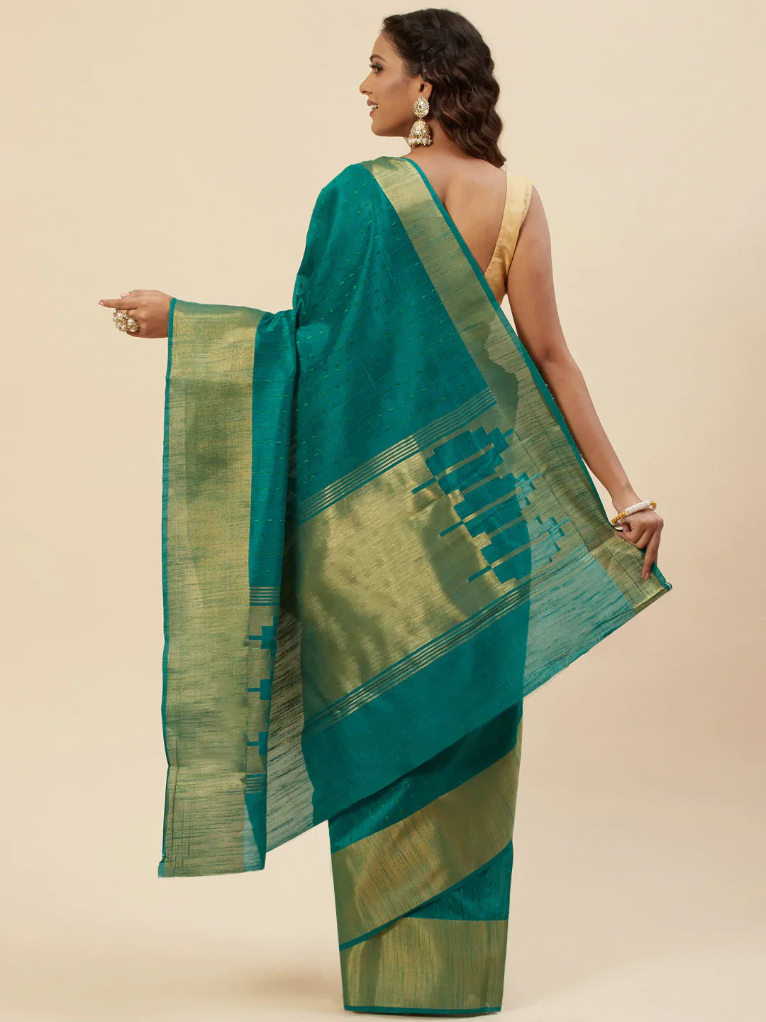 Plain Zari Border Handloom Woven Saree
