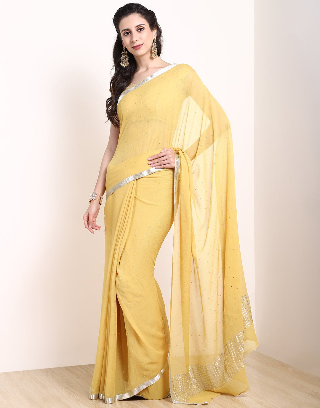 Mustard Chiffon Saree