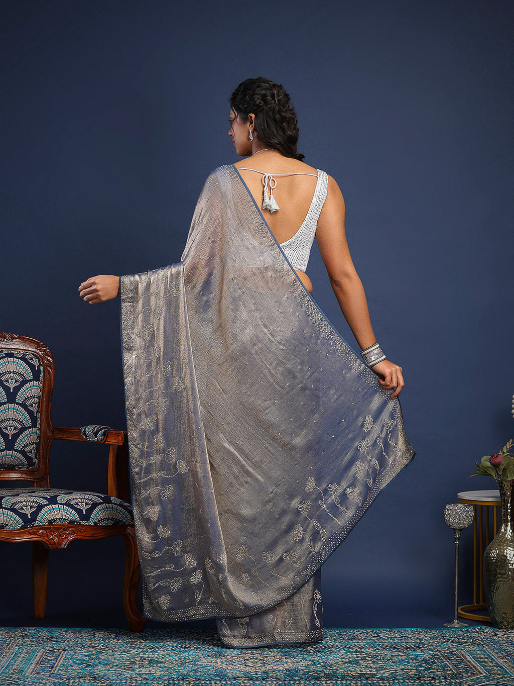 Embroidered Chiffon Saree