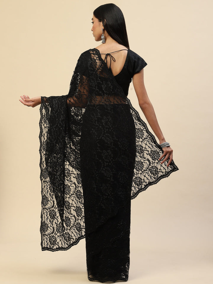 Stone Embroidered Lace Saree