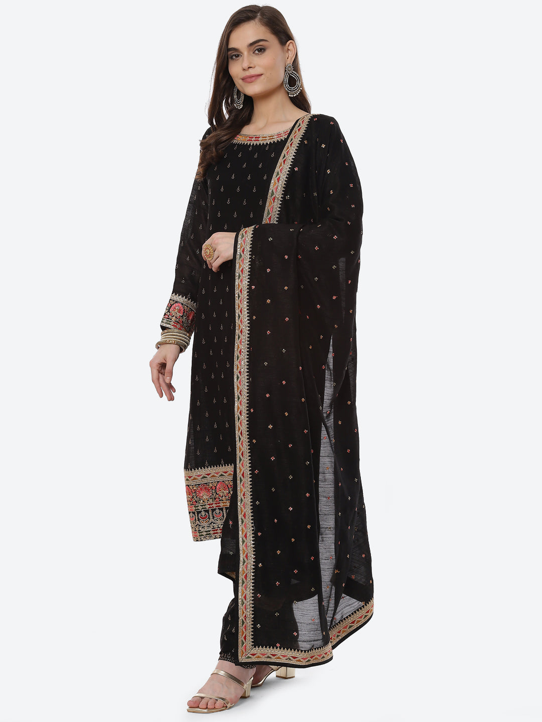 Zari Booti Art Handloom Kurta With Pant Art Silk Dupatta