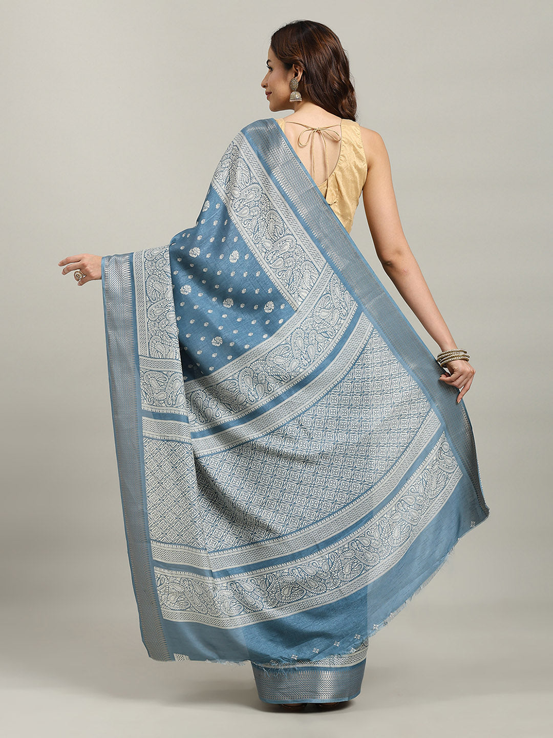 Printed Booti Dola Cotton Woven Saree