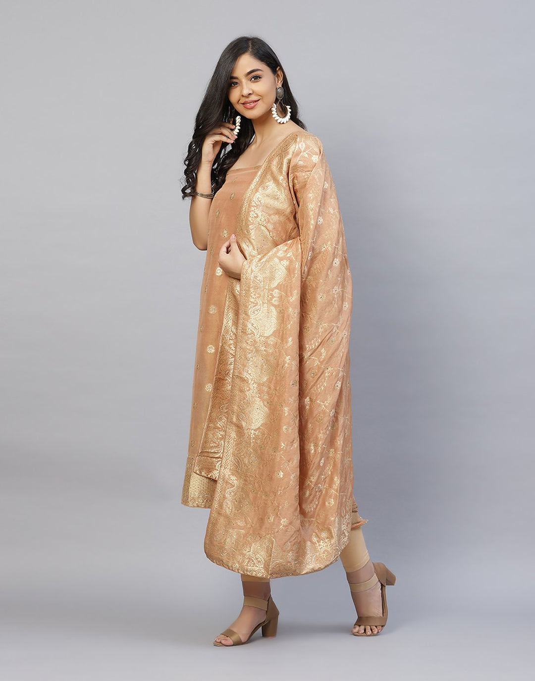 Embroidered Banarasi Tissue Suit Piece