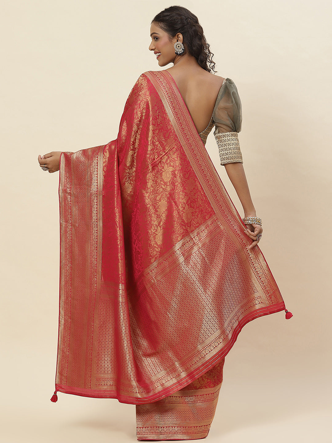 Zari Jaal Woven Satin Saree