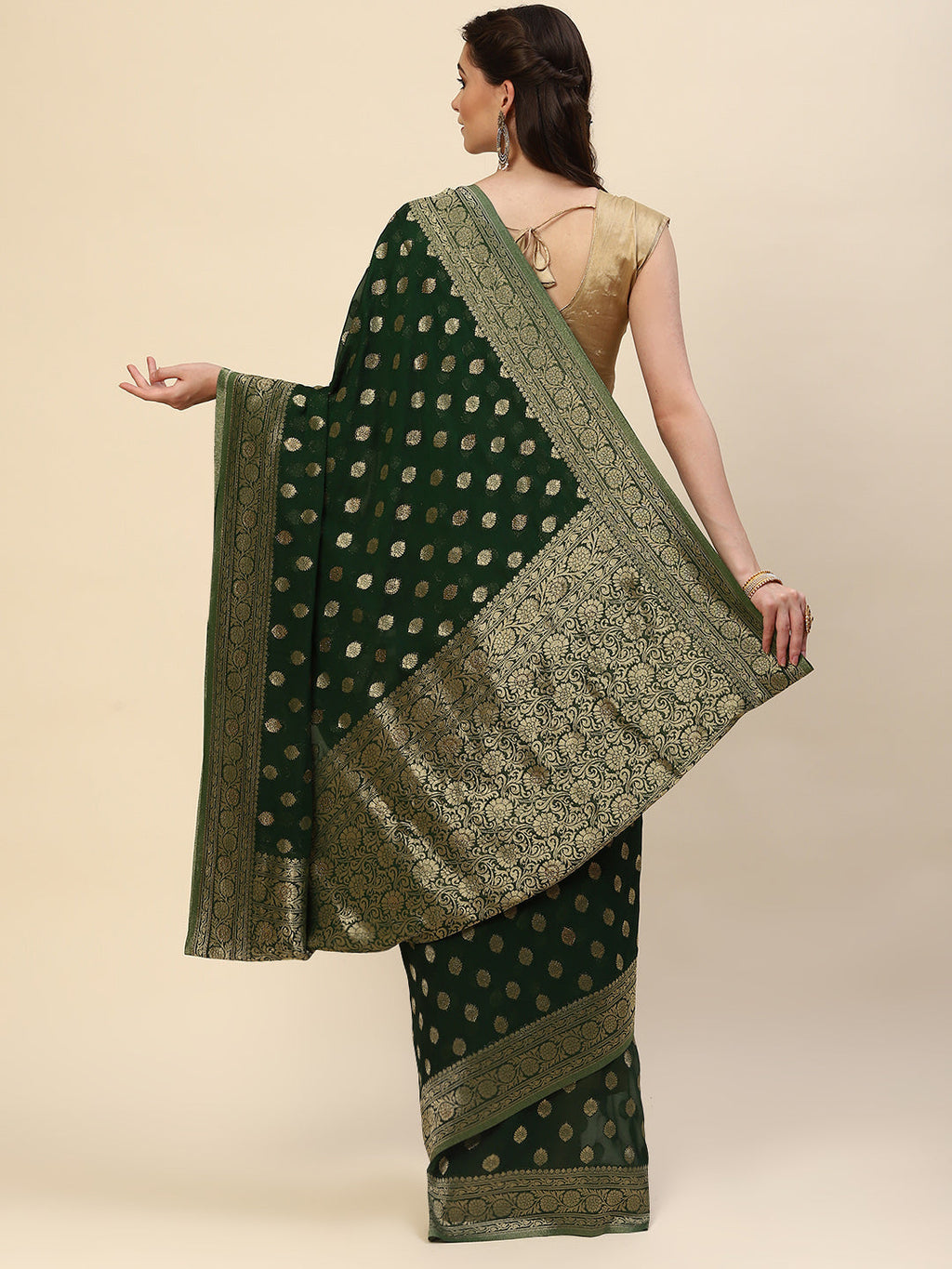 Zari Booti Georgette Plain Saree