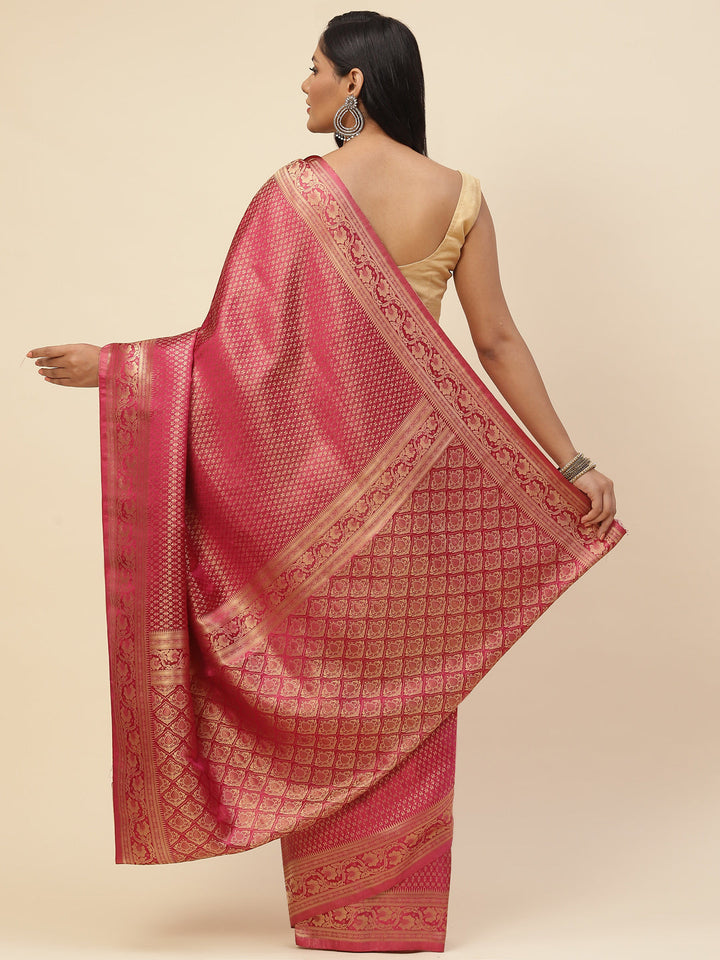 Brocade Zari Booti Satin Woven Saree