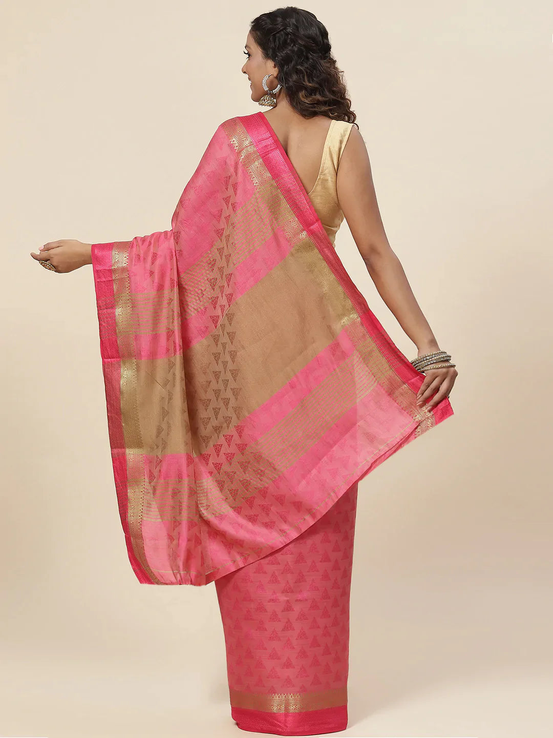 Plain Zari Border Handloom Woven Saree