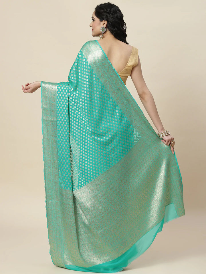 Zari Booti Georgette Plain saree
