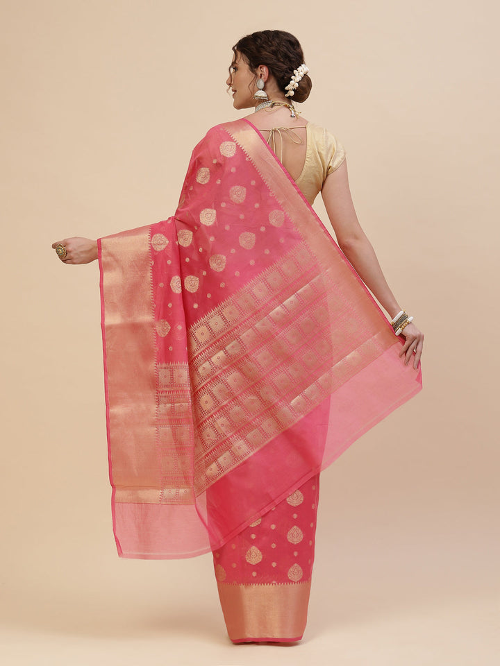 Zari Border Booti Cotton Woven Saree