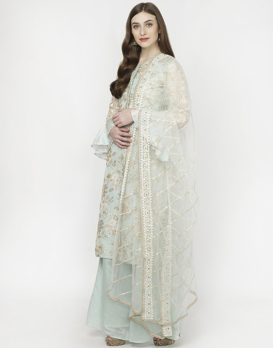 MBZ Meena Bazaar-Lemon Cotton Chanderi Salwar Kameez