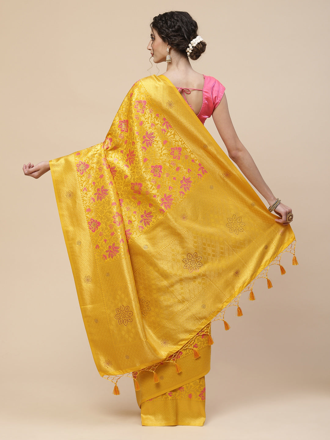 Stone Jaal Art Handloom Woven Saree