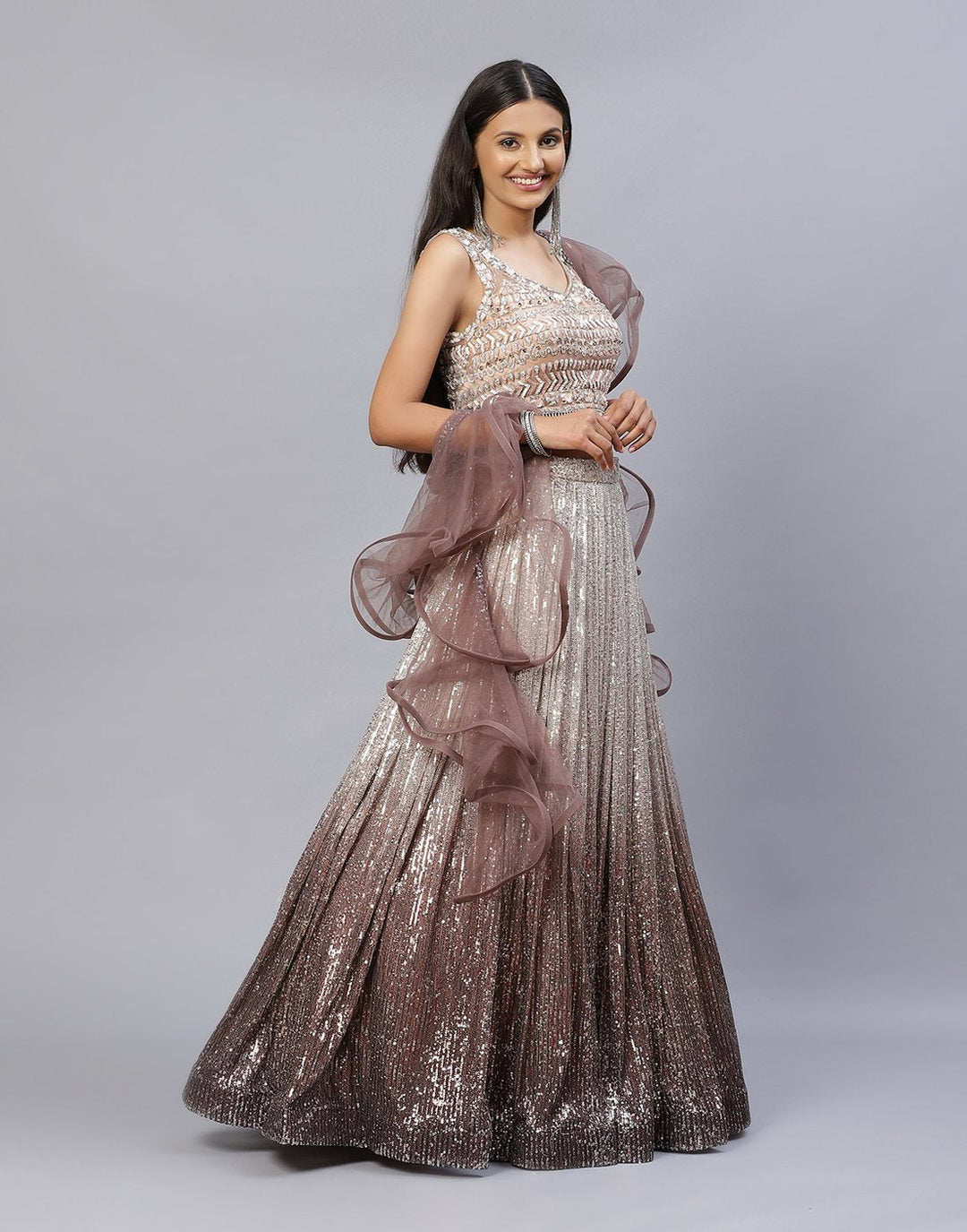 LYCRA SEQUENCE LEHANGA WITH NET TWIRL DUPATTA