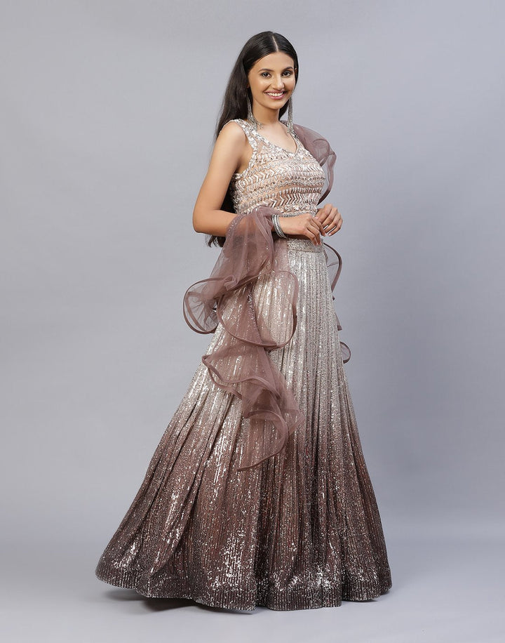 LYCRA SEQUENCE LEHANGA WITH NET TWIRL DUPATTA