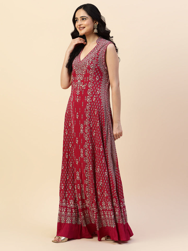 Digital Printed Crepe Gown