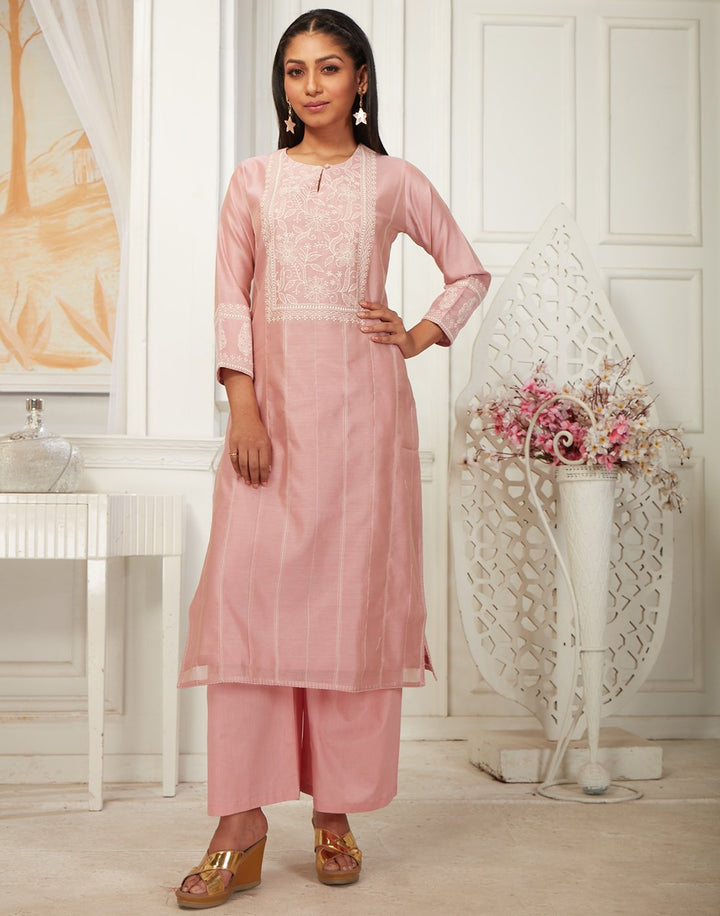 Cotton Chanderi Kurti with Plazzo