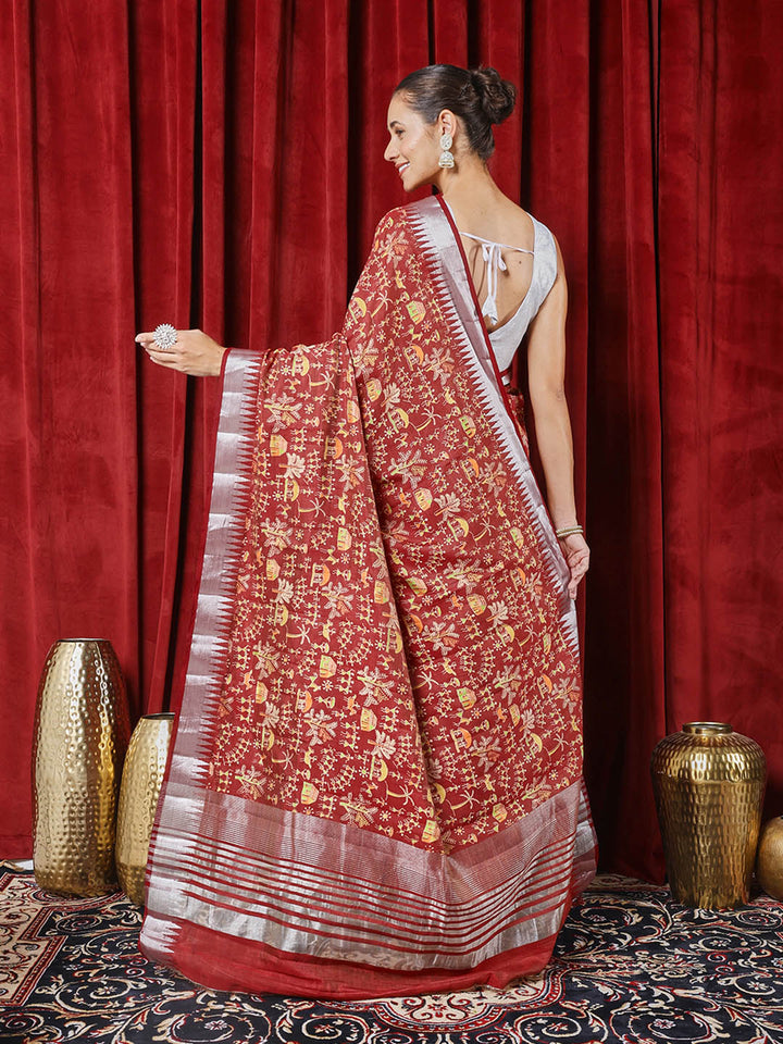 Digital Printed Art Silk Saree