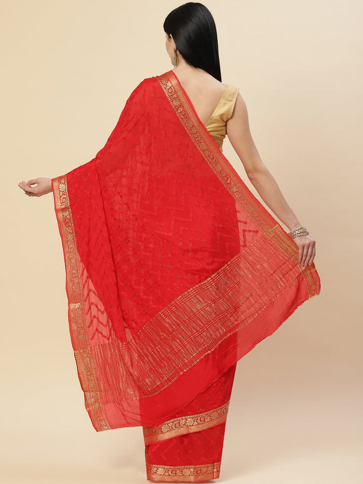 Embroidered Crepe Saree
