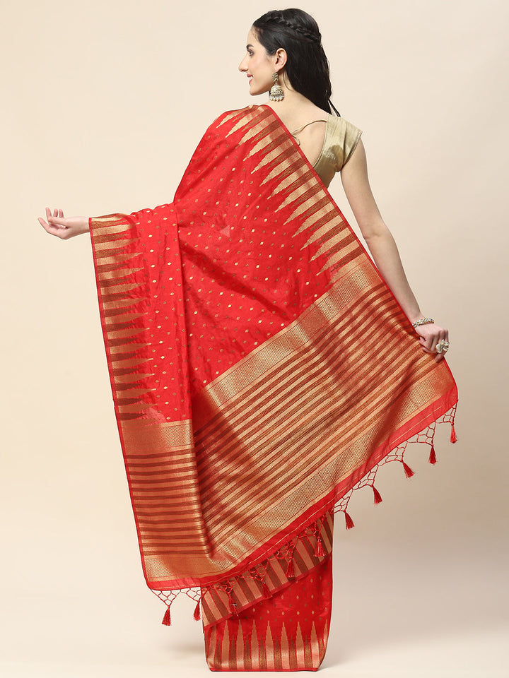 Zari Border Booti Woven Handloom Saree
