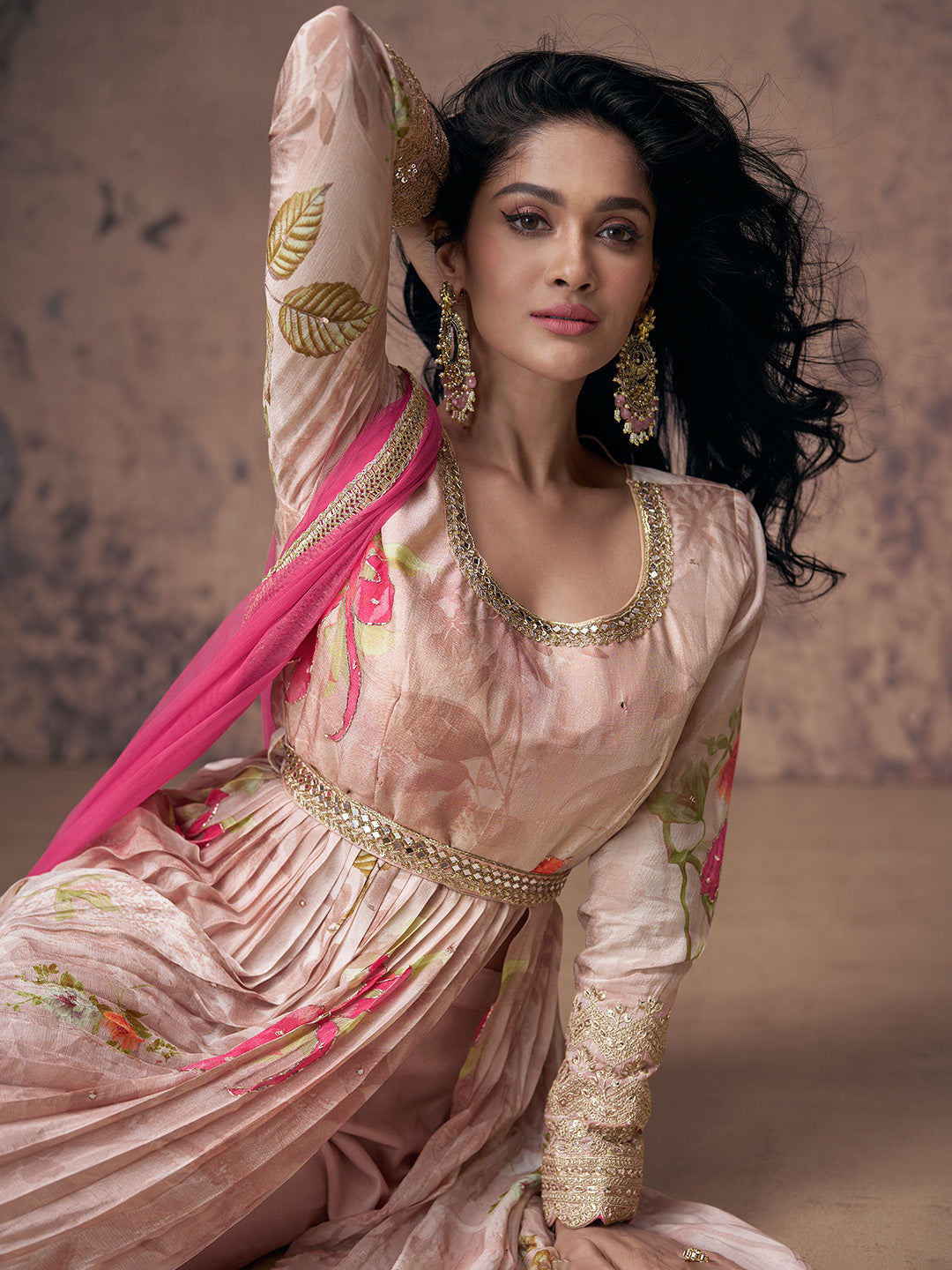 Embroidered Georgette Kurta With Pant &amp; Dupatta