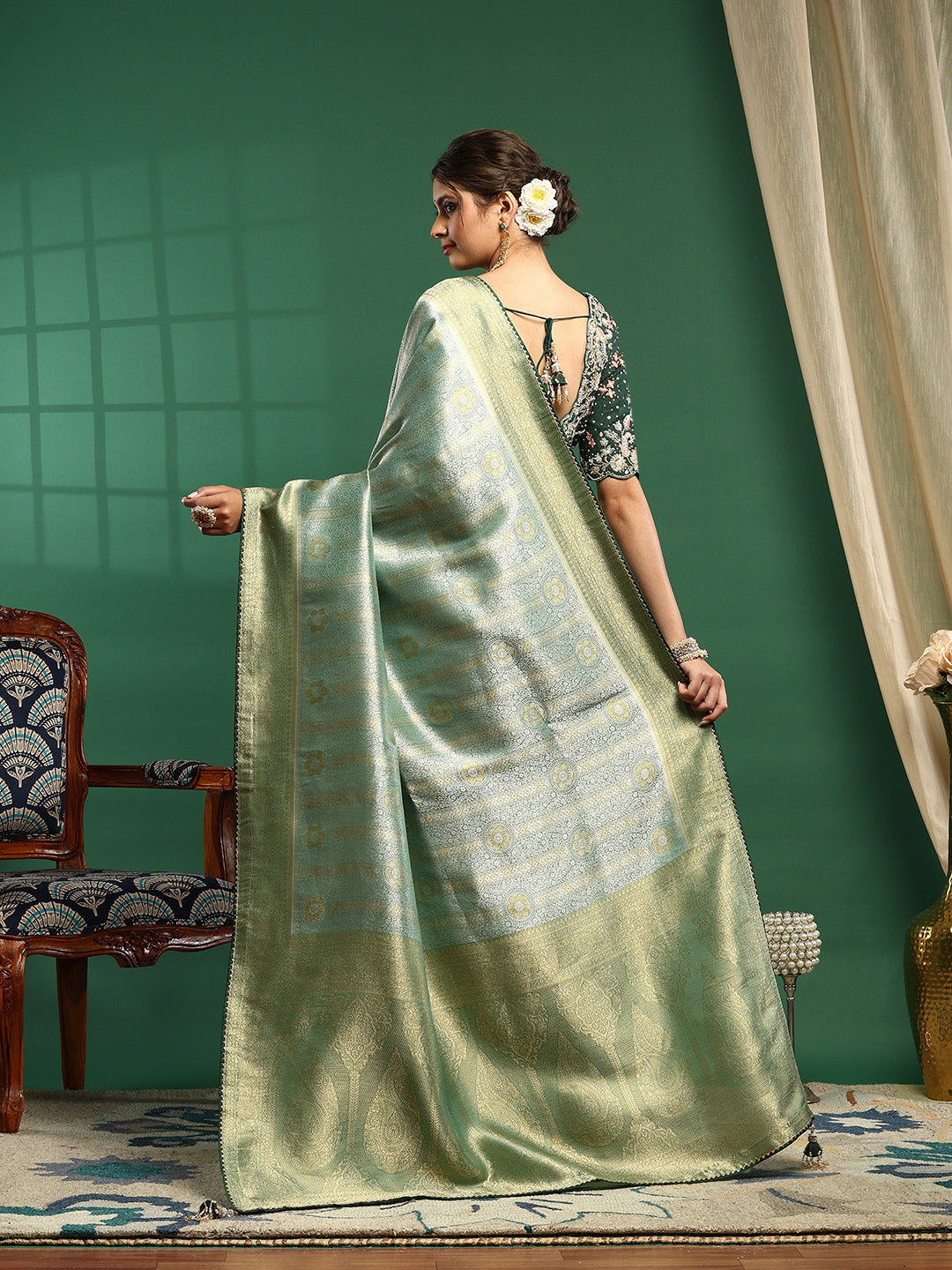 Embroidered Dola Silk Saree