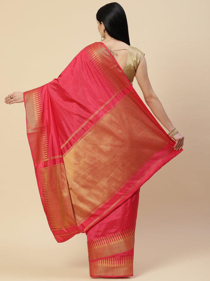 Plain Zari Border Handloom Woven Saree