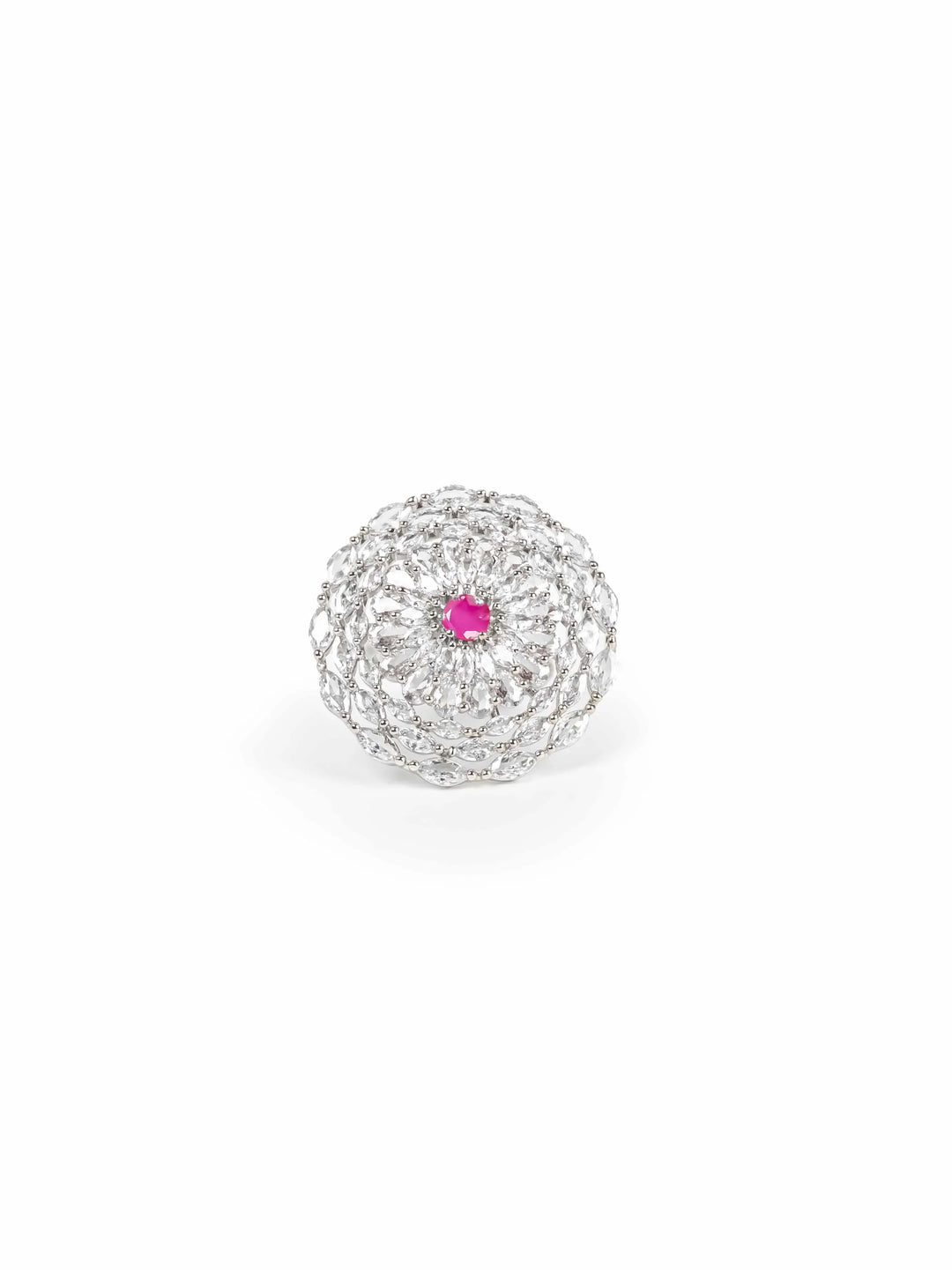 Silver Toned AD Stone Ring