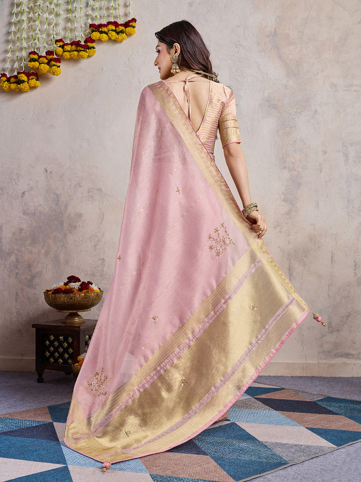 Embroidered Linen Blend Saree