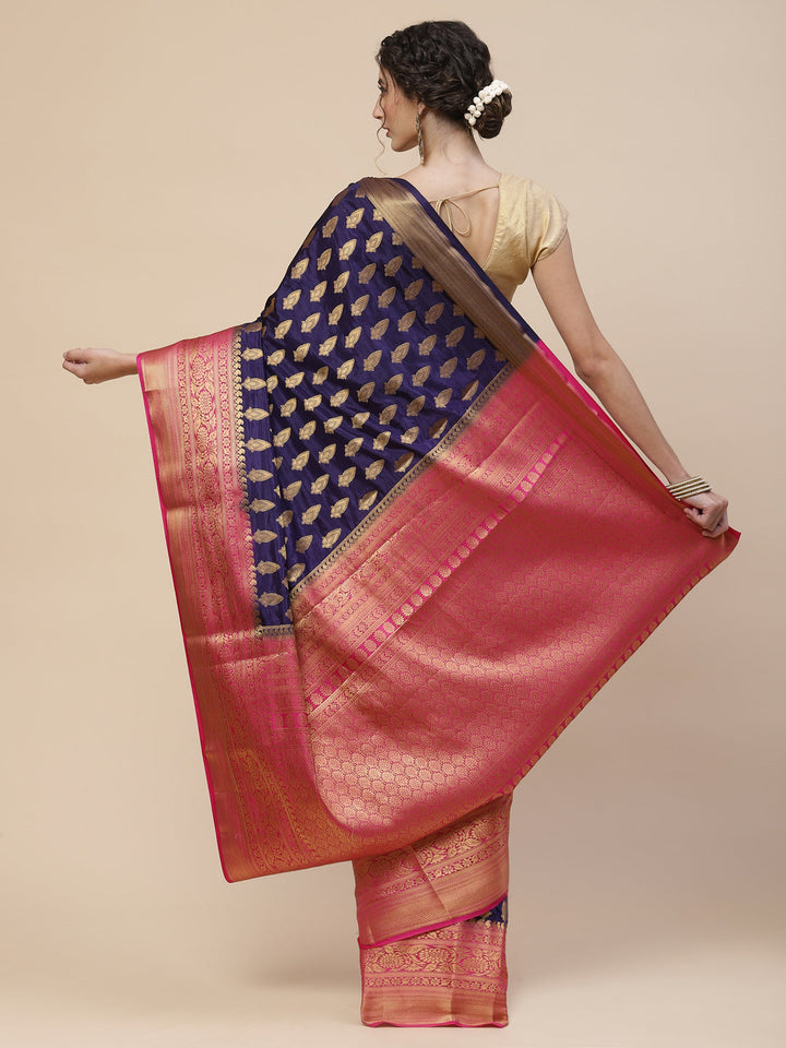 Zari Border Booti Work Art Handloom Woven Saree