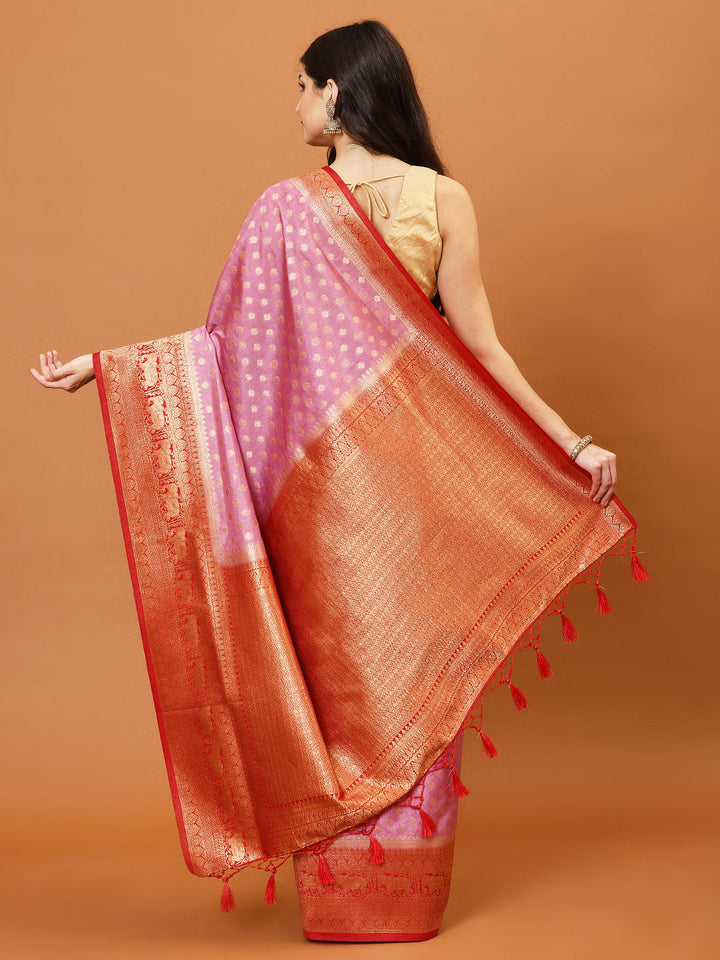 Zari Border Booti Handloom Woven Saree