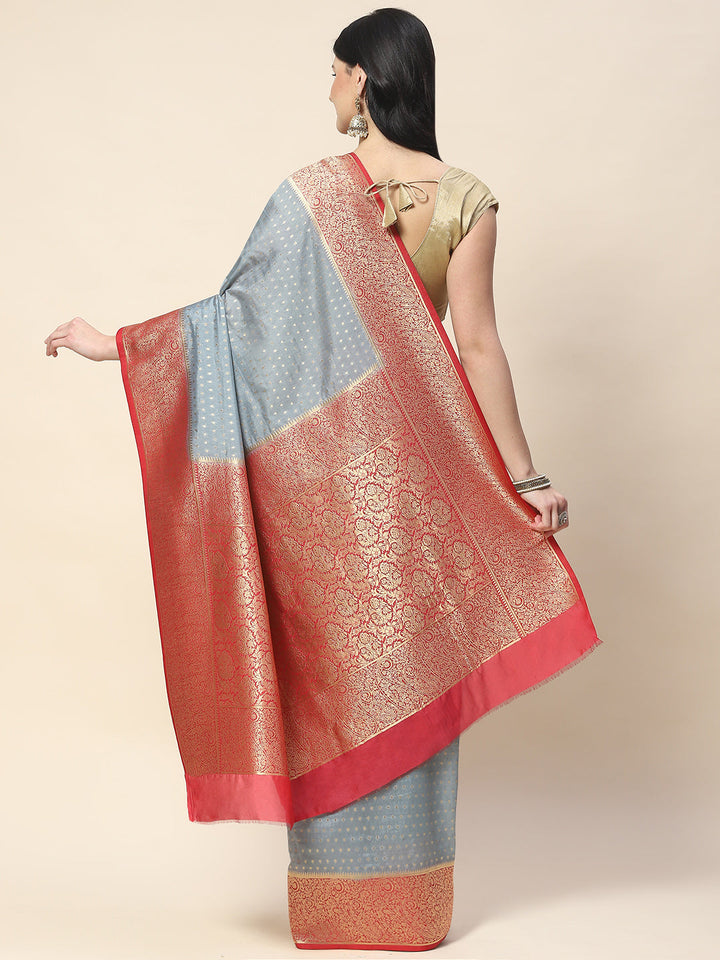 Zari Border Booti Woven Handloom Saree
