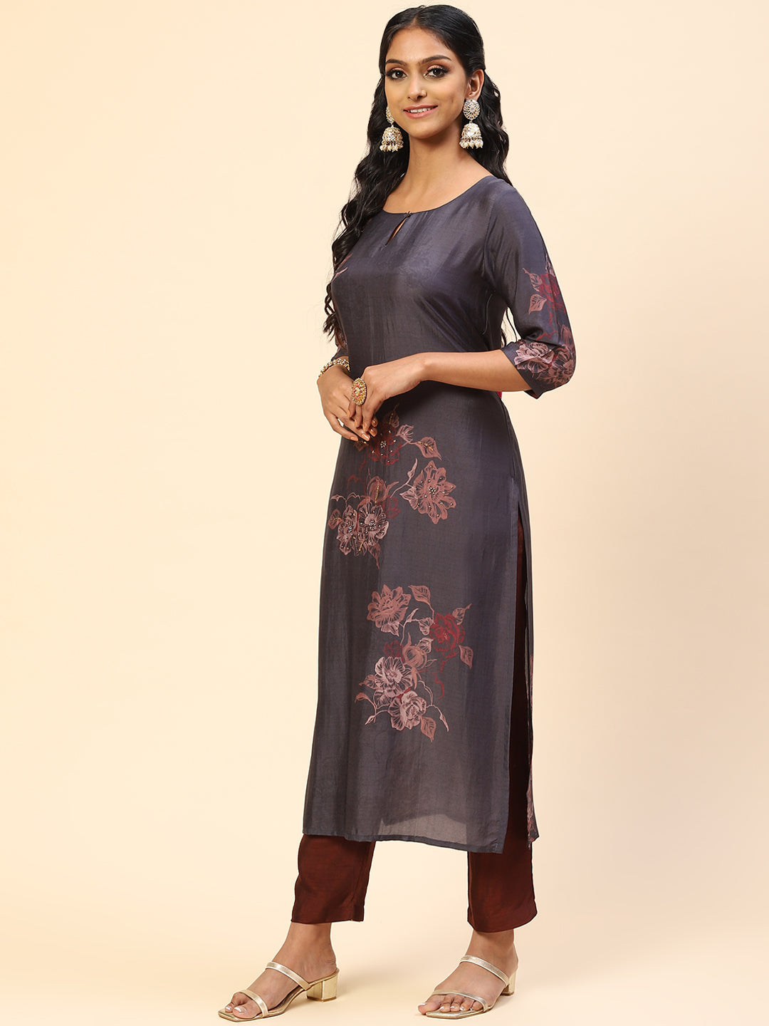 Floral Printed Cotton Kurta With Pants