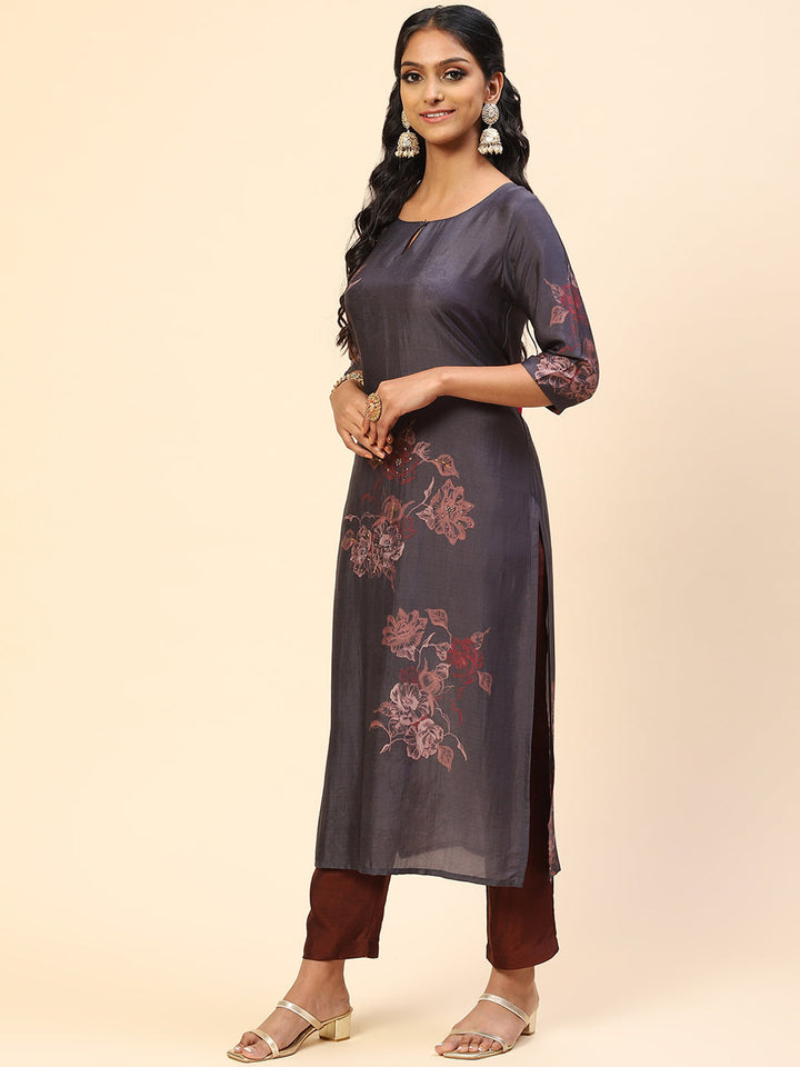 Floral Printed Cotton Kurta With Pants