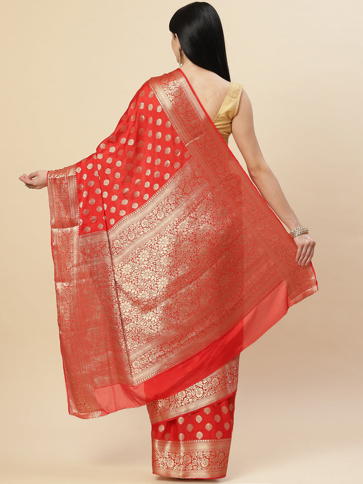 Zari Booti Crepe Plain Saree