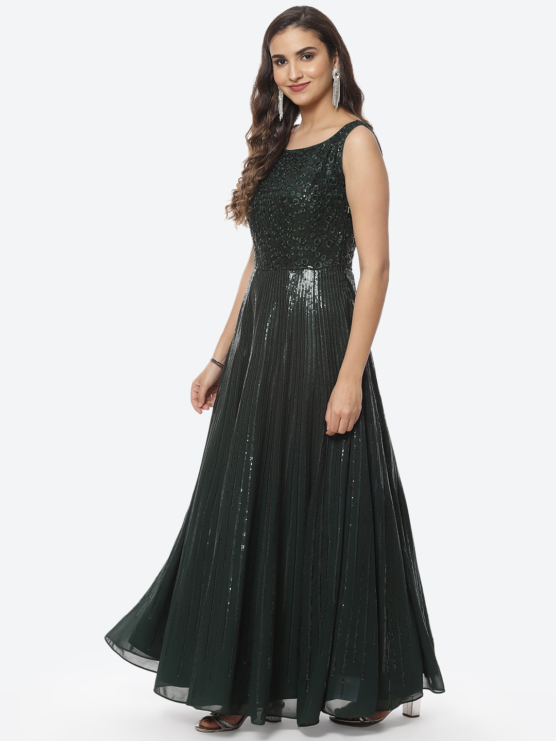 Sequin Georgette Long Dress