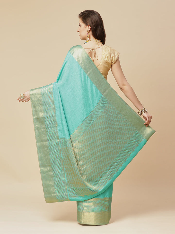 Plain Zari Border Art Handloom Woven Saree