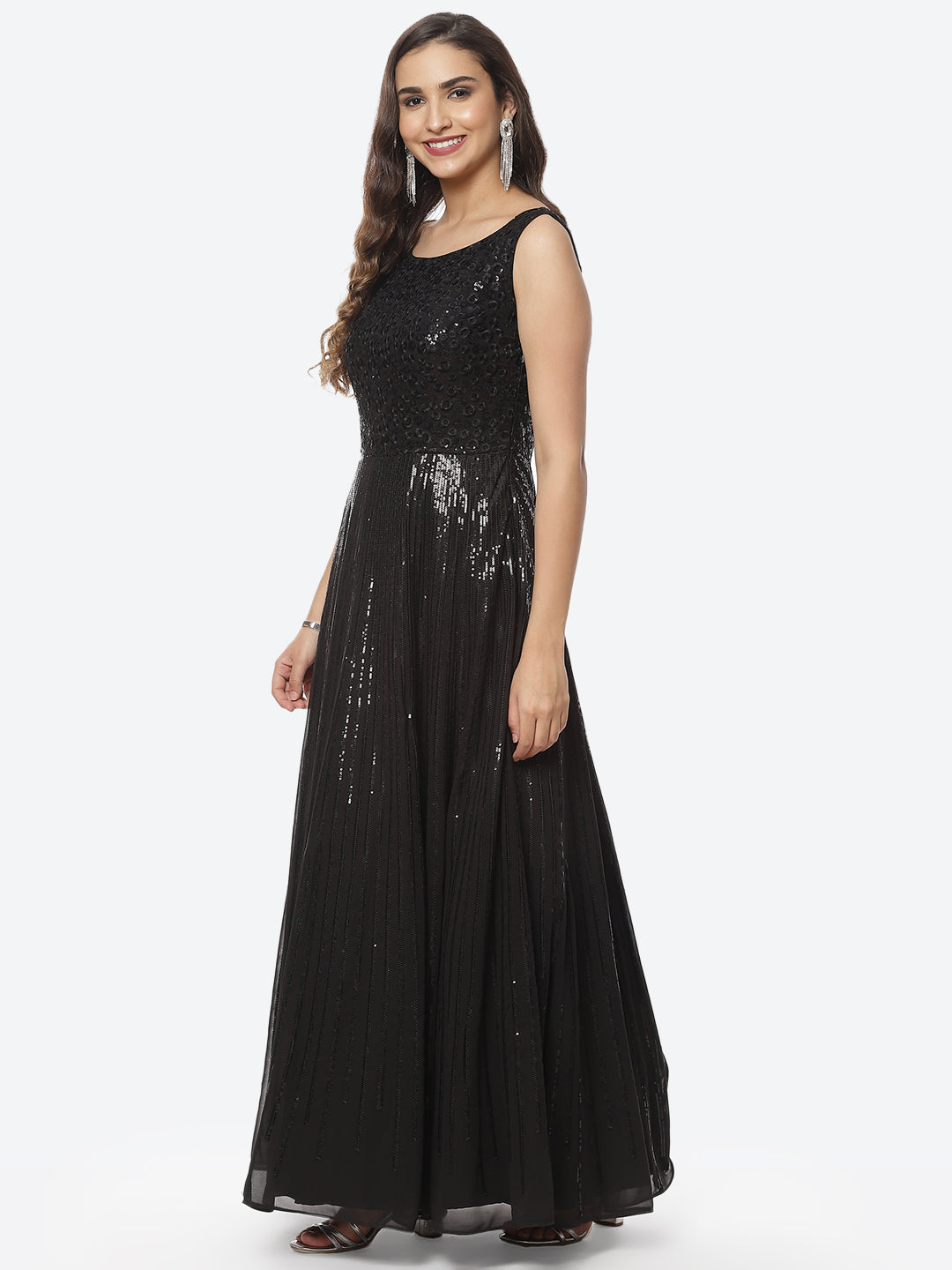Sequin Georgette Long Dress