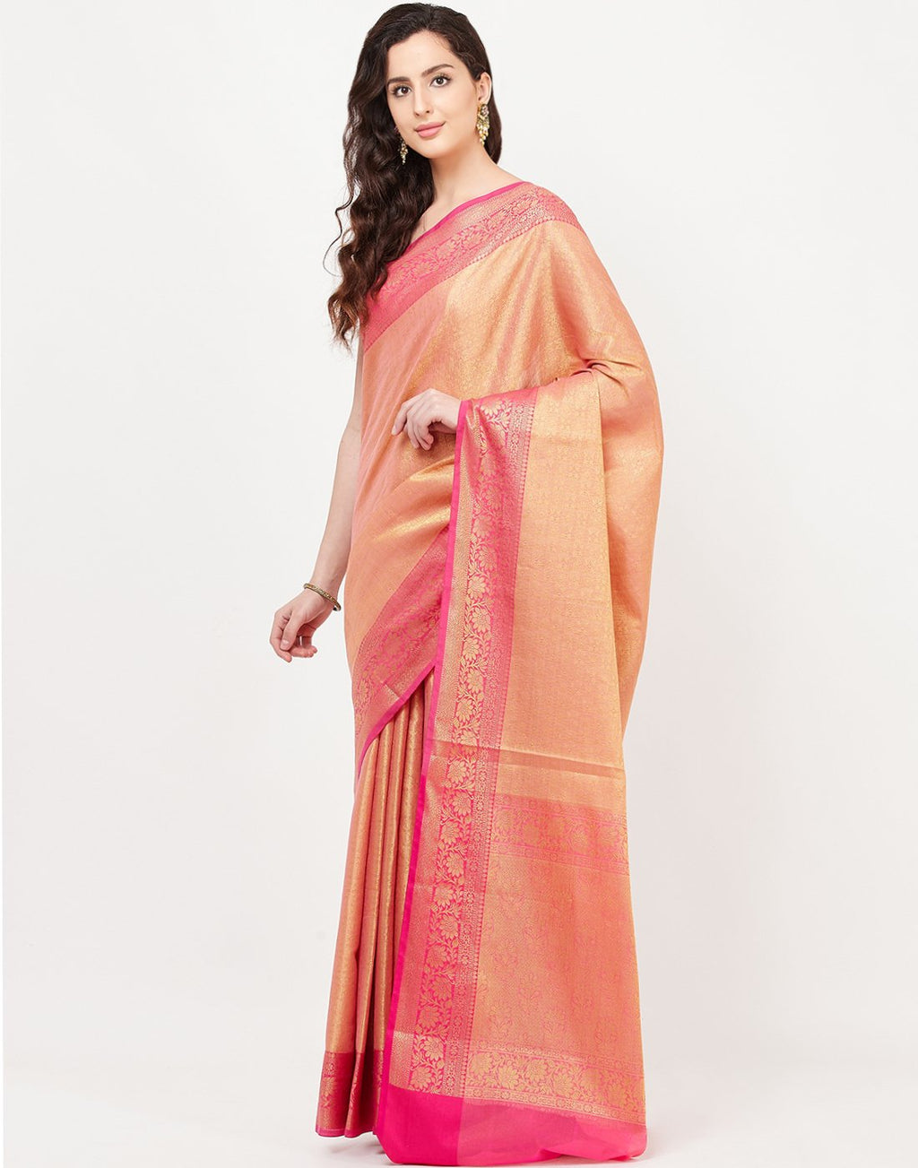 MBZ Meena Bazaar-Mustard Cotton Woven Saree