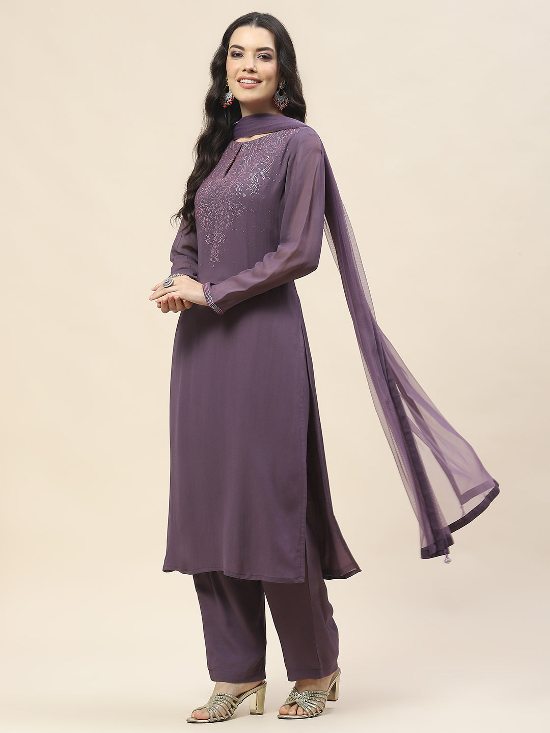 Georgette Suit Set With Net Dupatta