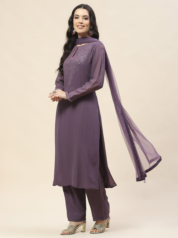 Georgette Suit Set With Net Dupatta