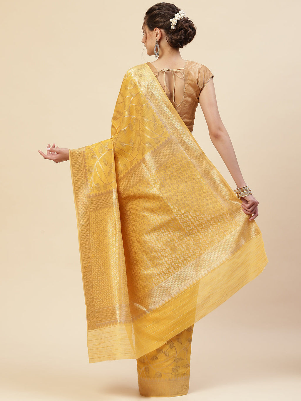 Zari Border Booti Cotton Woven Saree