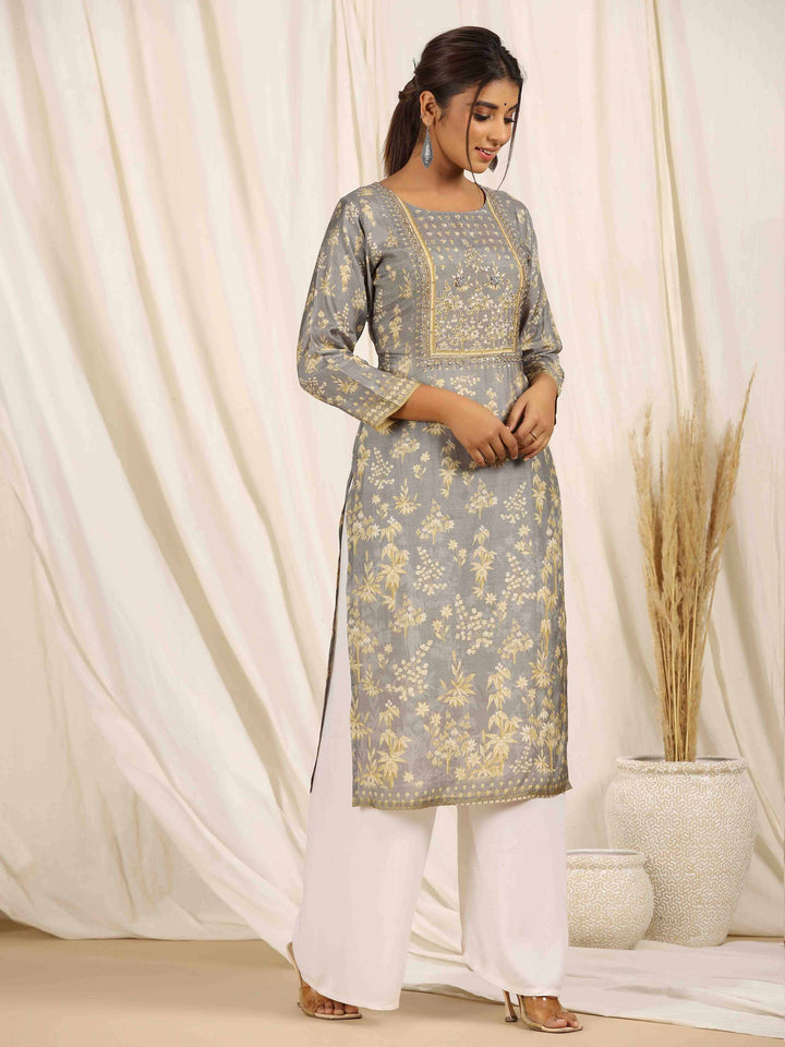 Printed With Embroidered Muslin Kurta