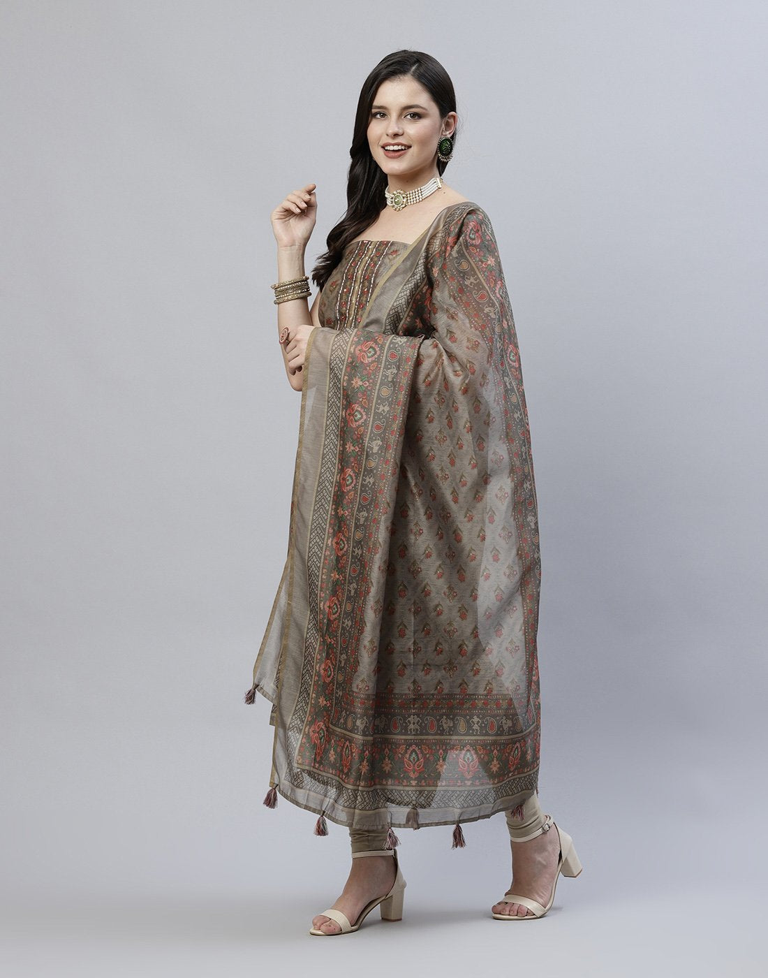 Printed Chanderi Suit Piece