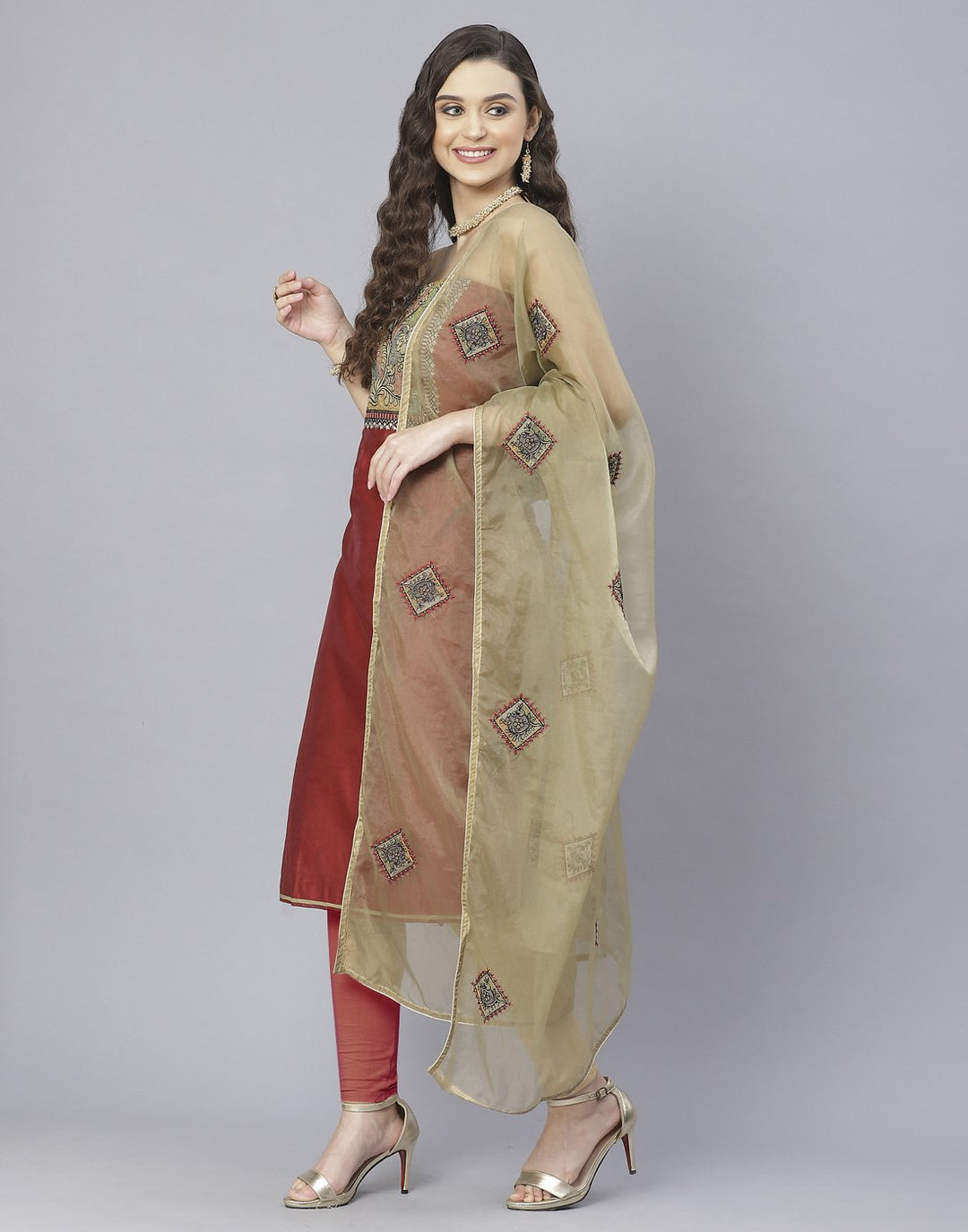 Chanderi Embroidered Suit Set