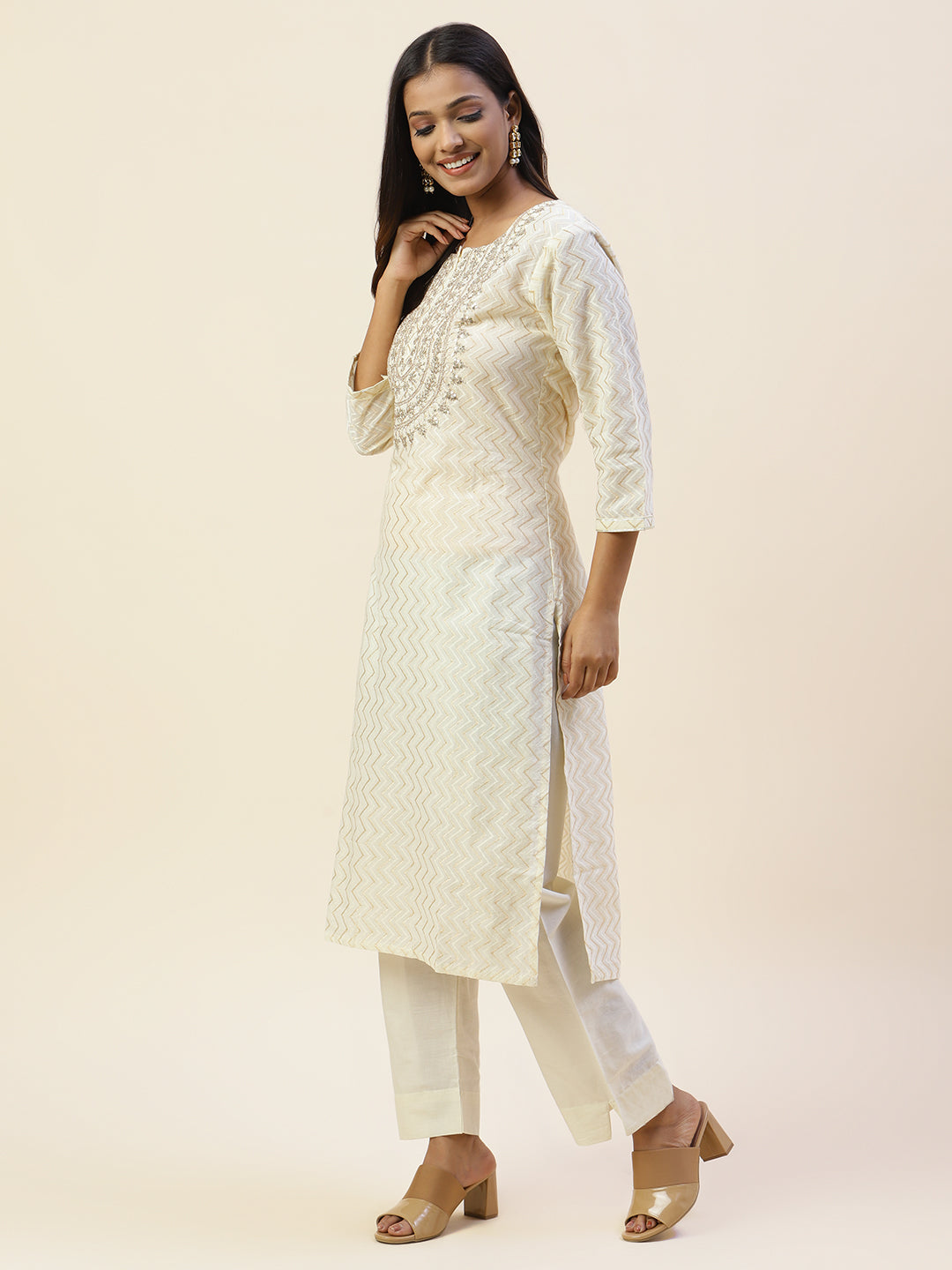 Printed Cotton Kurta With Pants