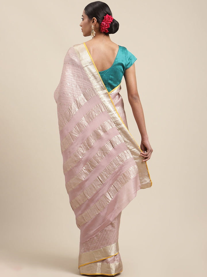 Brocade Zari Jaal Crepe Plain Saree