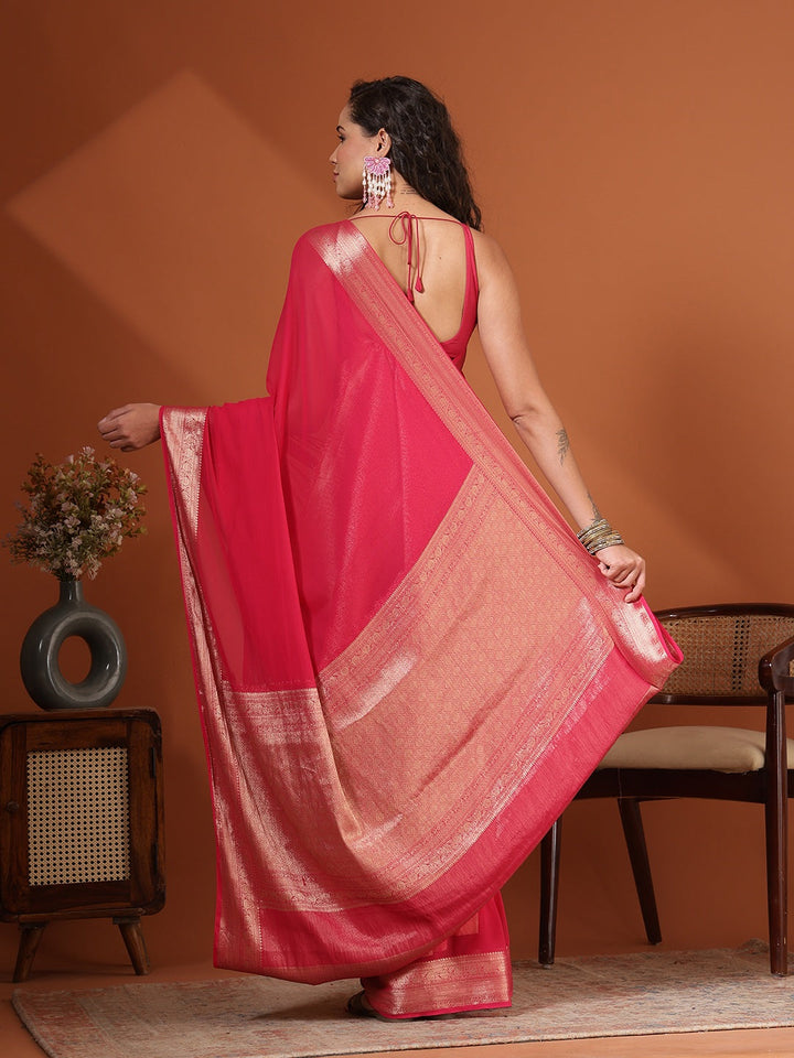 Plain Chiffon Saree