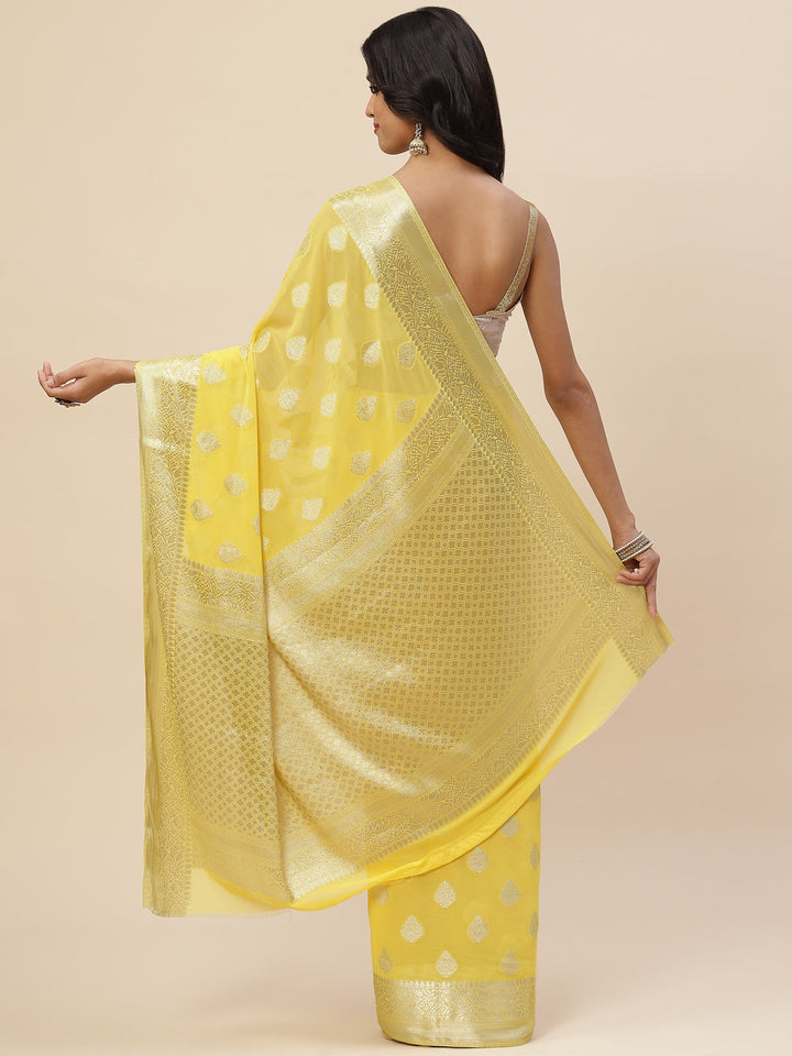 Zari Booti Chiffon Plain Saree