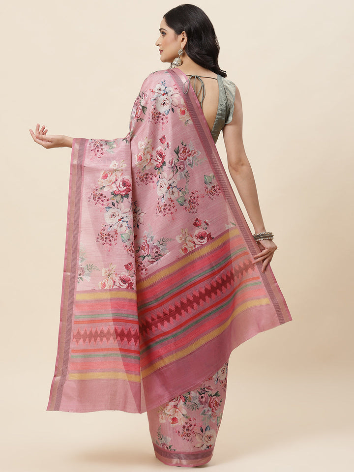 Digital Floral Printed Art Handloom Saree