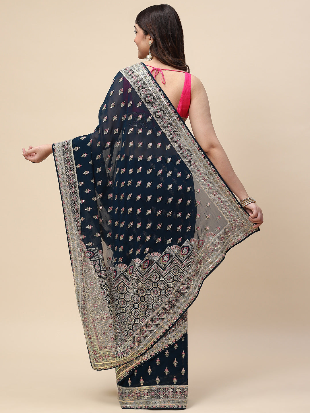 Resham Booti Embroidered Georgette Saree